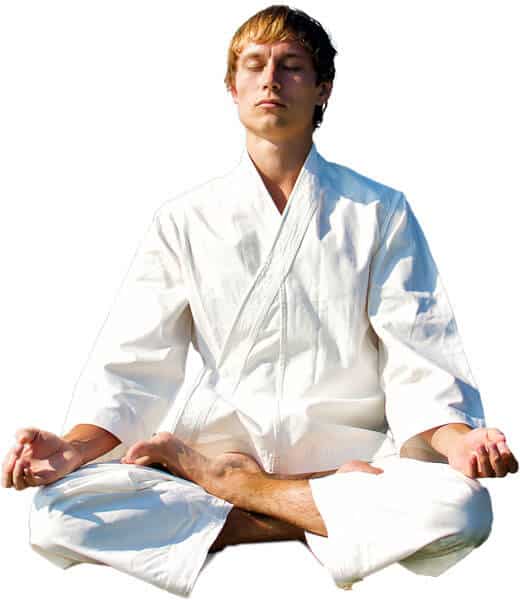 Martial Arts Lessons for Adults in Naperville IL - Young Man Thinking and Meditating in White
